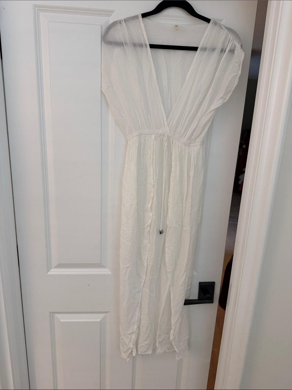 Sheer White V-Neck Maxi Dress